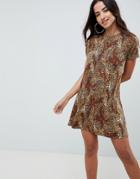Asos Design Leopard Print Swing Dress - Multi