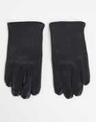 Asos Design Leather Touchscreen Gloves In Black