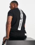 Armani Ea7 Logo T-shirt With Reflective Back Stripe In Black