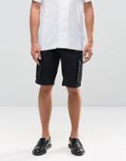 Asos Skinny Shorts With Cargo Pockets In Black - Black