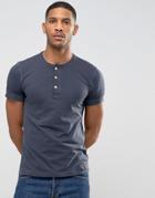 Abercrombie & Fitch Muscle Slim Fit Henley T-shirt Rib Cuff Garment Dyed In Navy - Navy