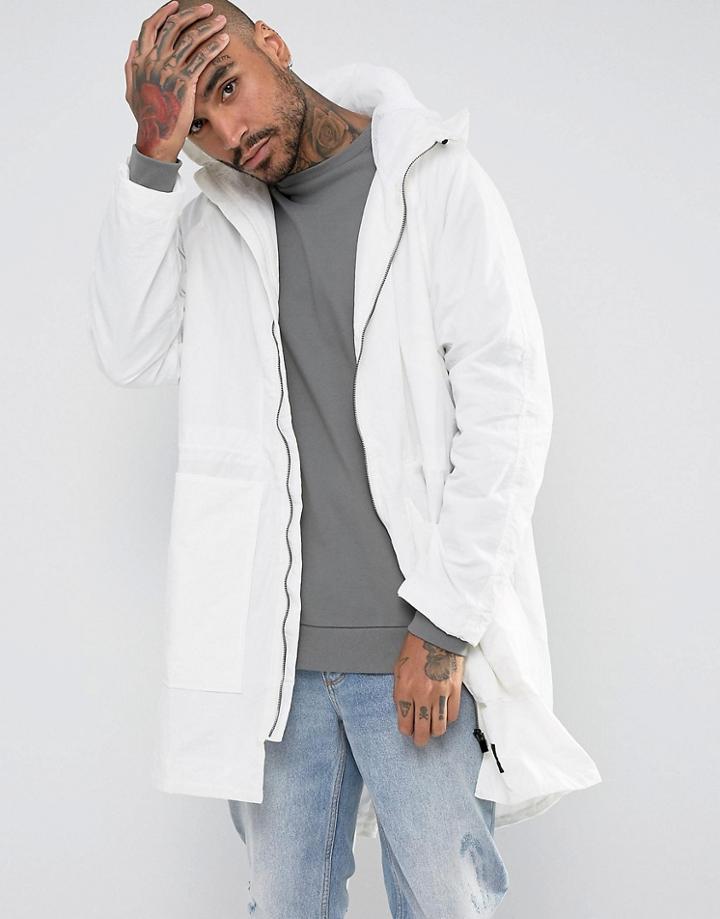 Sixth June Lightweight Parka In White With Hood - White