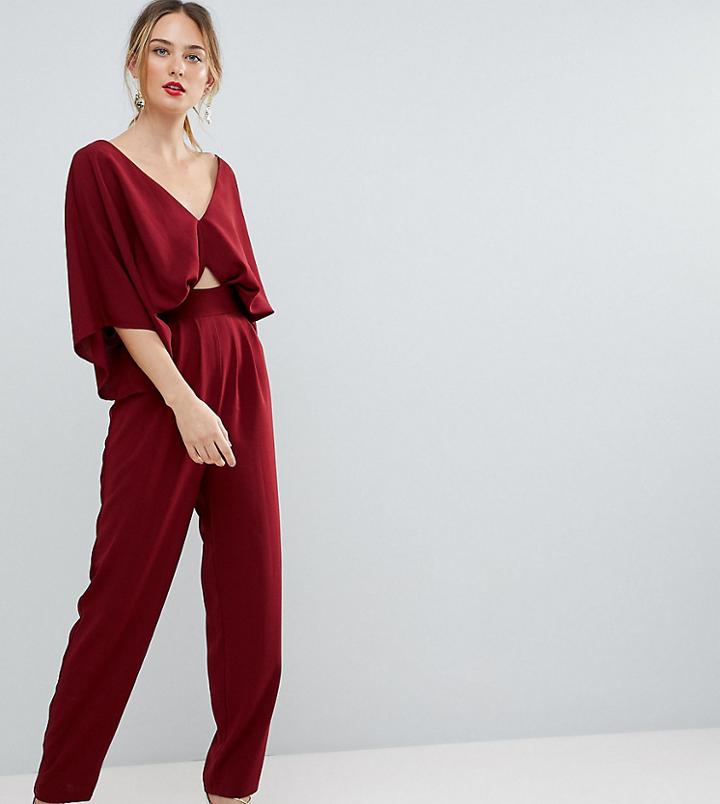 Asos Tall Jumpsuit With Kimono Sleeve And Peg Leg - Purple