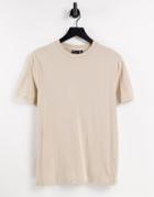 Asos Design T-shirt With Crew Neck In Beige - Beige-neutral