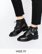 Asos Abe Wide Fit Leather Ankle Boots - Black