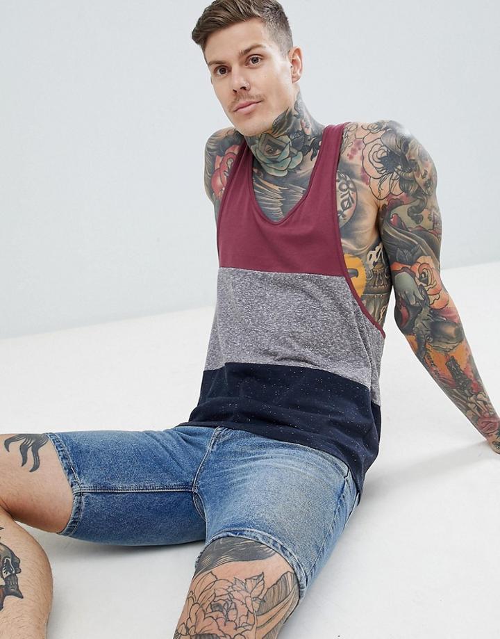 Asos Design Extreme Racer Back Tank In Interest Fabric - Gray