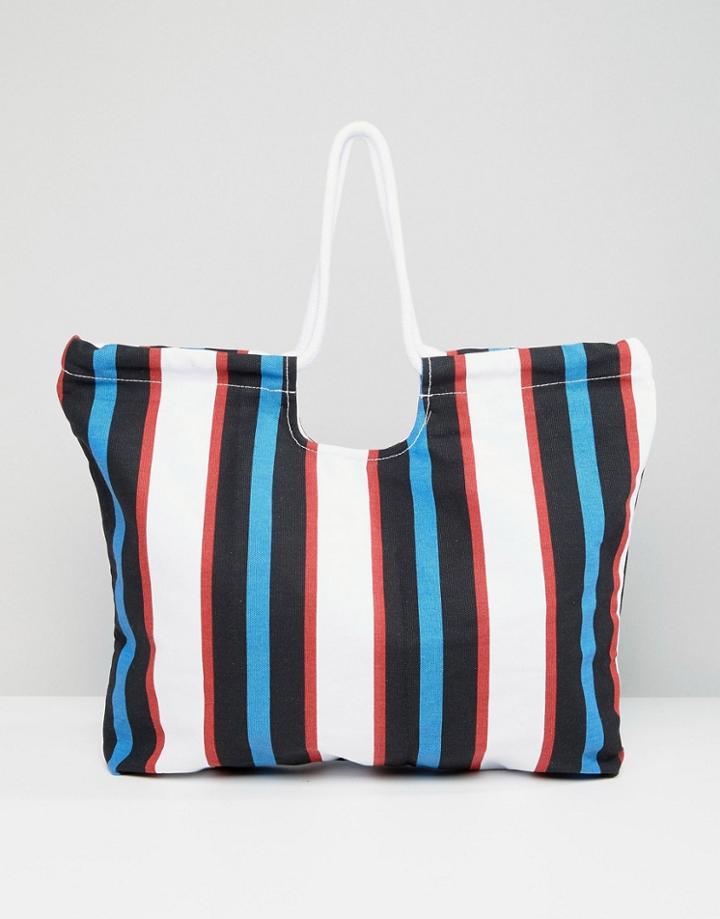 Monki Stripe Beach Bag - Multi