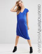 Asos Maternity V Neck Drape Front Dress - Blue