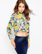 Love Floral Print High-lo Shirt - Floral Print