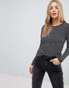 New Look Stripe Long Sleeve Tee - Black