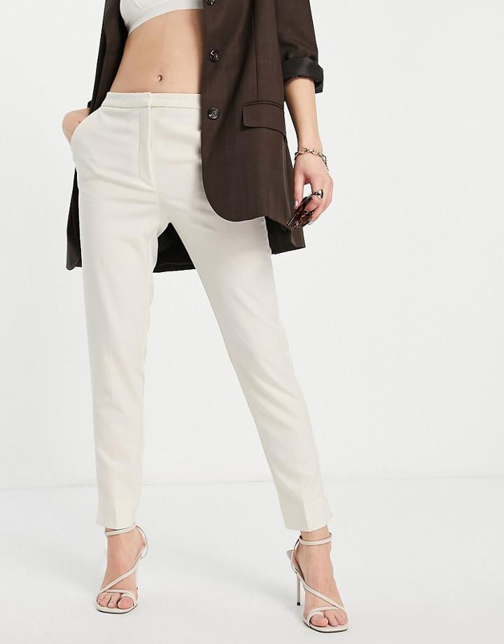Mango Tapered Leg Tailored Pants In Ecru - Part Of A Set-white
