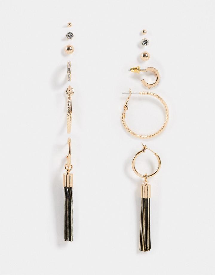 Aldo Lariravia Hoop Tassle And Stud Earrings Multipack In Gold-black