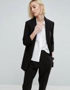 Asos Mix & Match Blazer With Rouched Sleeve - Black