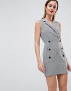 Asos Design Ultimate Check Sleeveless Mini Tux Dress - Multi