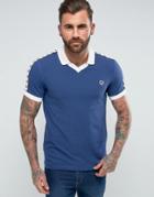 Fred Perry Sports Authentic Slim Fit Taped Pique Polo Shirt Blue - Blue