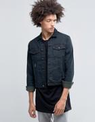 Cheap Monday Staple Denim Jacket Blackened Distressed - Black