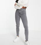 Dr Denim Petite Lexy Mid Rise Super Skinny Jeans In Washed Gray-grey