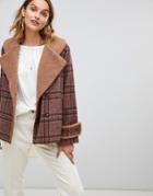 Moon River Check Overszied Jacket Two-piece-brown