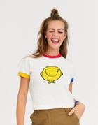 Lazy Oaf X Mr Men My Happy Ringer T-shirt-white