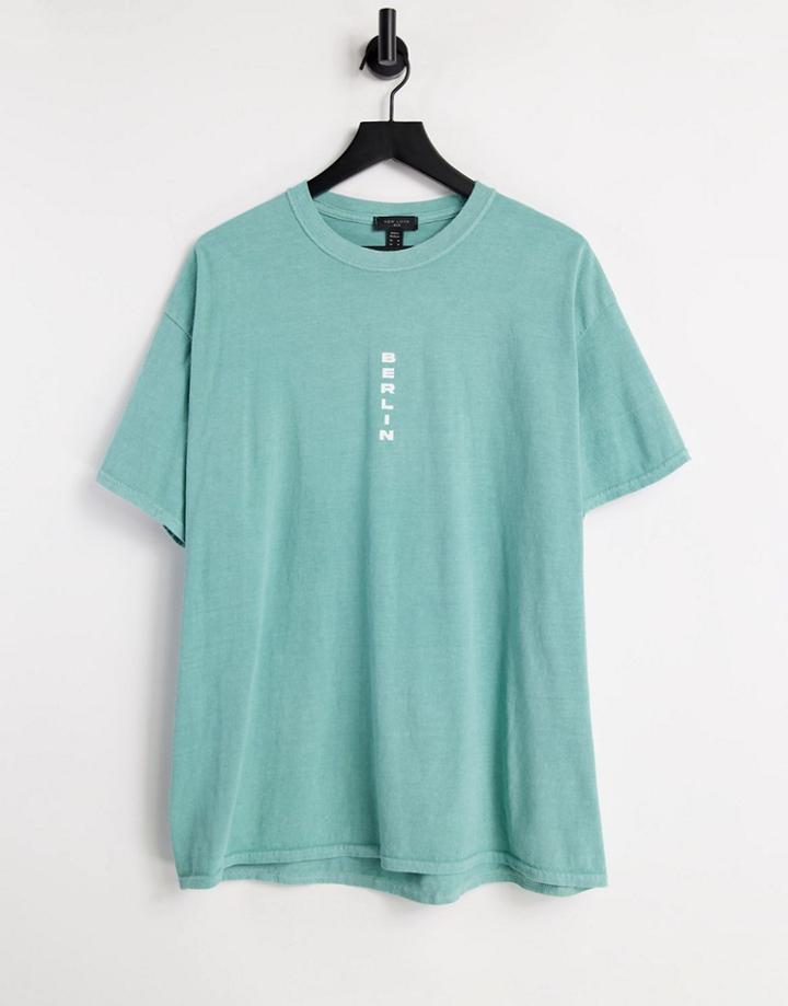 New Look Oversized Berlin T-shirt In Green