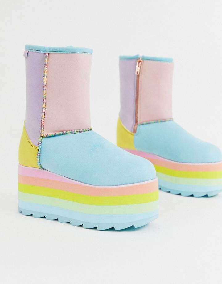 Y-r-u - Flat Plateau Boot In Rainbow Colores-multi