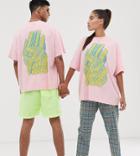 Collusion Unisex Printed T-shirt In Pink-green