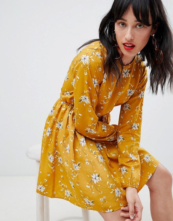 Unique 21 Floral Swing Dress-yellow