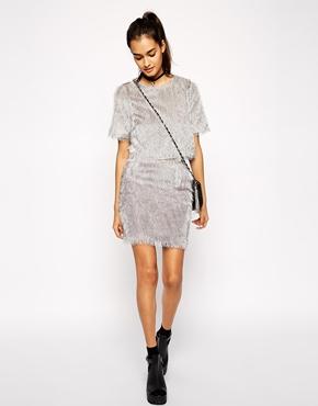 Asos Mini Skirt In Furry Texture - Gray