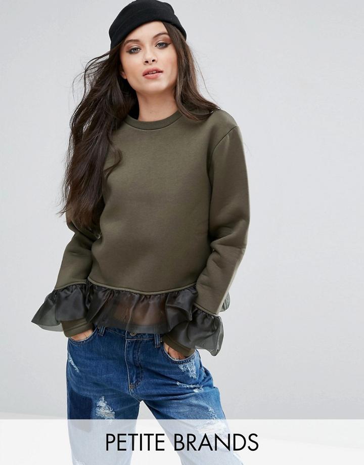 Kubban Petite Ruffle Detail Sweatshirt - Green