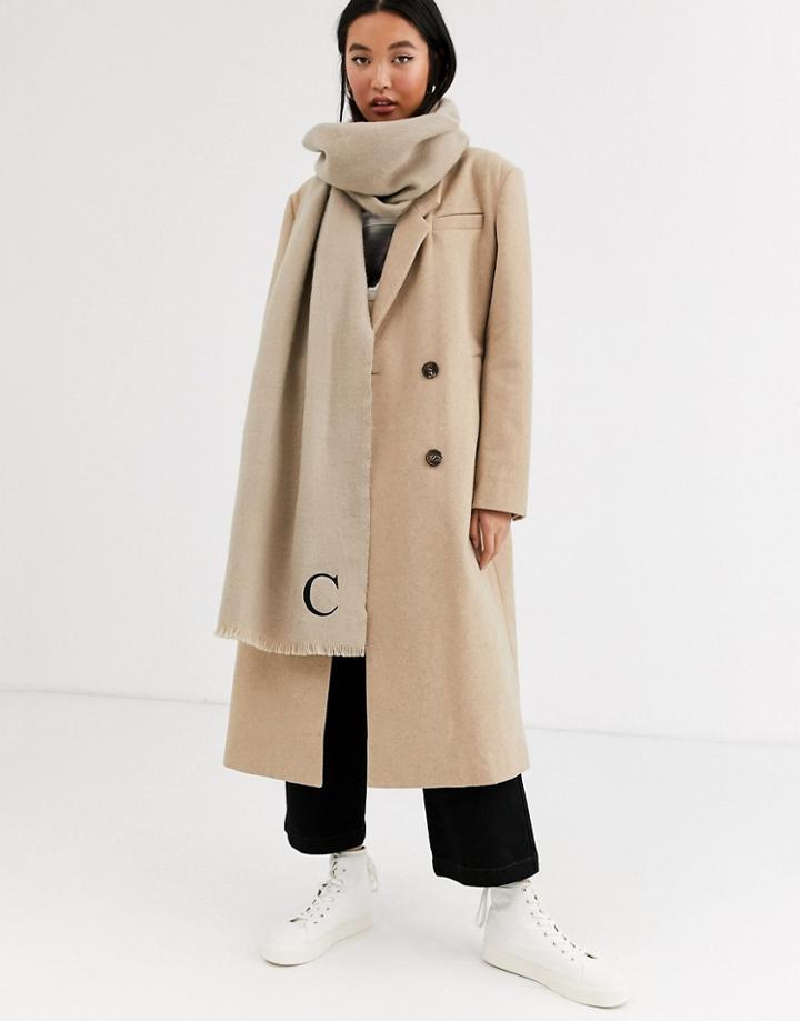 Asos Design Personalized Scarf With C Initial