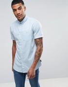 Jack & Jones Originals Short Sleeve Slim Fit Shirt In Brushed Cotton - Blue