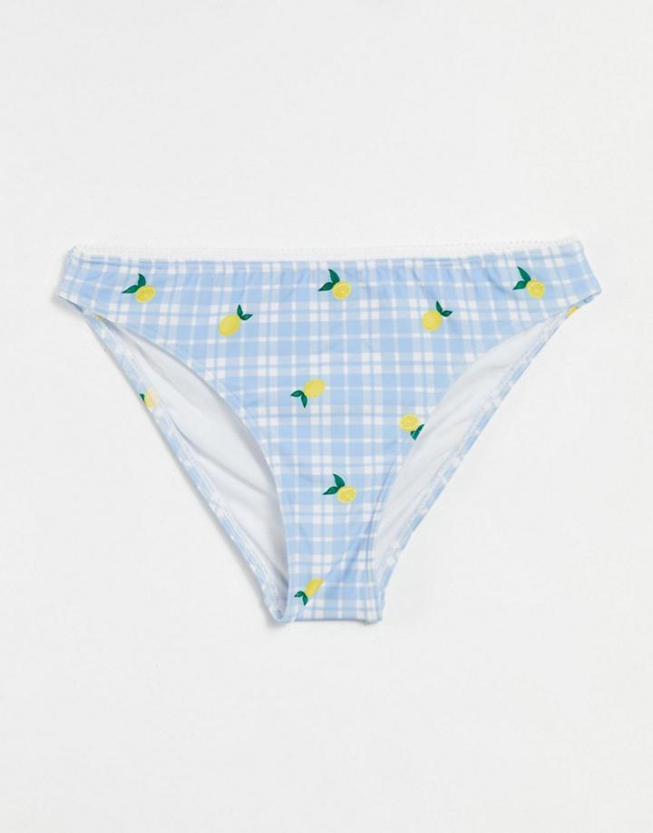 Chelsea Peers Plaid Lemon Print Bikini Bottoms-multi