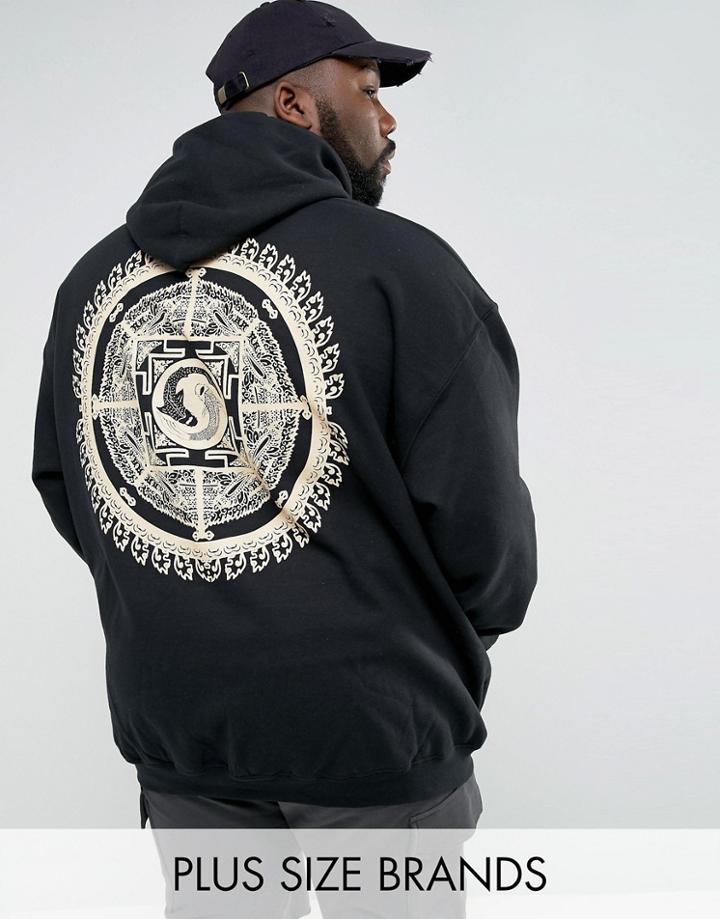 Hnr Ldn Plus Koi Crest Back Print Hoodie - Gray
