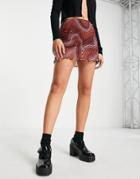 Asos Design Recycled Polyester Mesh Skort In Abstract Swirl Print-multi