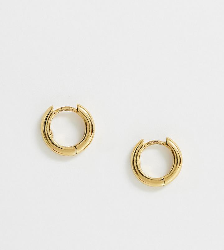 Orelia Luxe Sterling Silver Gold Plated Simple Huggie Hoop Earrings - Gold