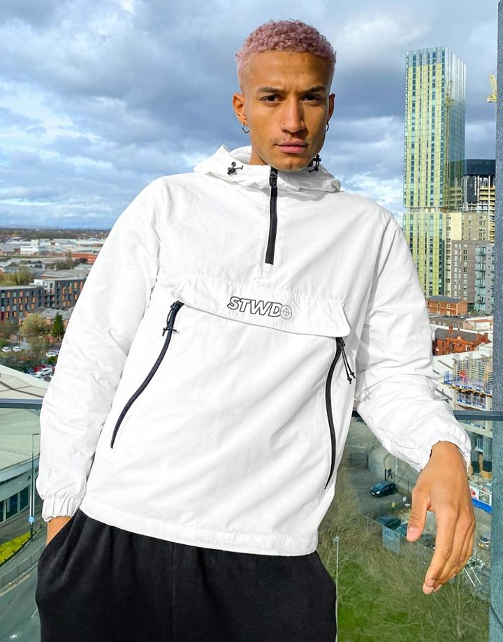 Pull & Bear Lightweight Overhead Jacket In White