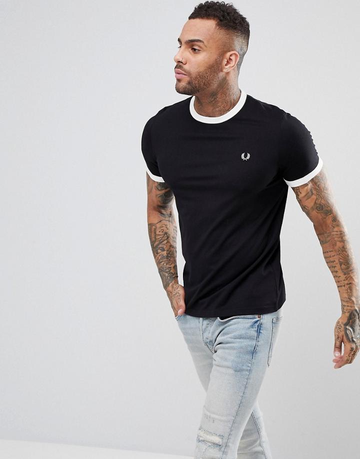 Fred Perry Slim Fit Ringer T-shirt In Black - Black