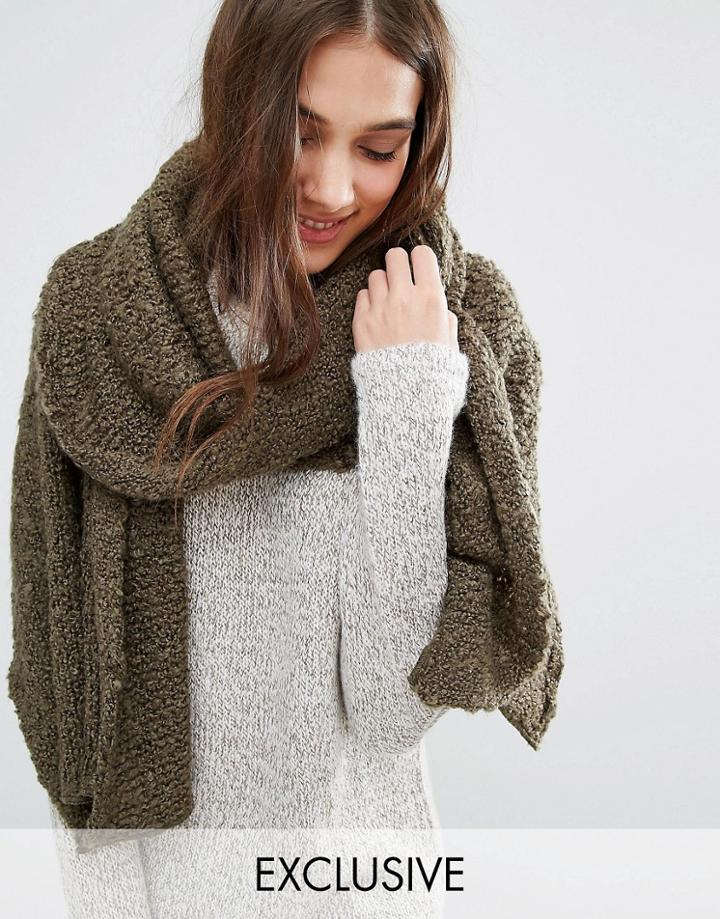 Stitch & Pieces Soft Knit Long Line Scarf - Green