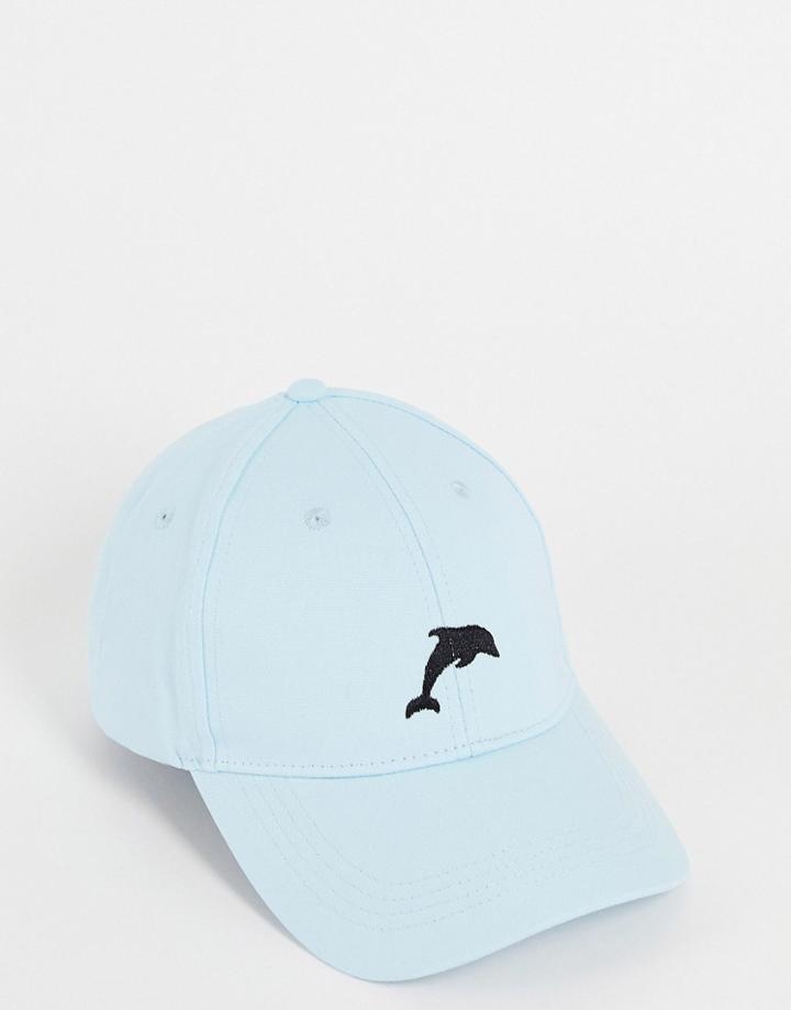 Skinnydip Blue Baseball Cap With Embroidered Dolphin