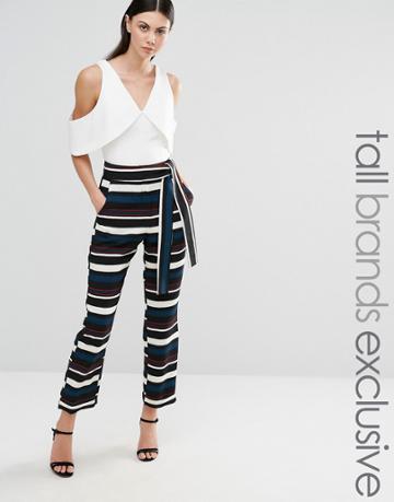 Lavish Alice Tall Multi Stripe Highwaist Pant - Multi