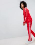 Adidas Originals Adicolor Three Stripe Track Pants In Red - Red