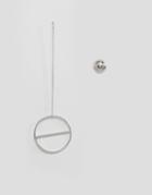 Ashiana Mis Matched Long Line Hoop Earring With Stud - Silver