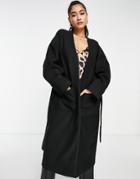 Pretty Lavish Oversized Minimal Relaxed Coat With Pockets In Black