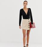 Missguided Contrast Button Skort In Blush - Pink