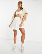 Asos Design 90s Linen Flippy Mini Skirt In White