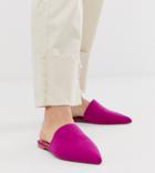 Asos Design Wide Fit Lorne Pointed Mules In Fuchsia - Pink