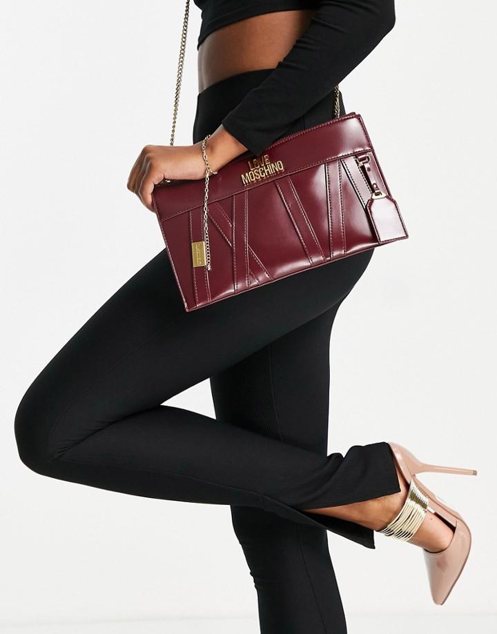 Love Moschino Chain Strap Crossbody Bag In Dark Red