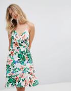 Mango Tropical Wrap Dress - Green