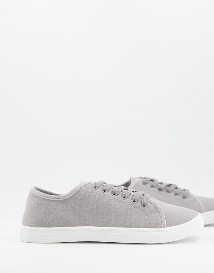 Truffle Collection Canvas Lace Up Sneakers In Gray-grey
