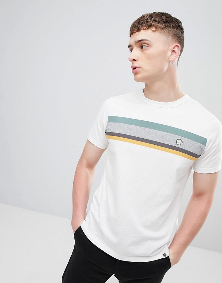 Pretty Green Stripe T-shirt In White - White